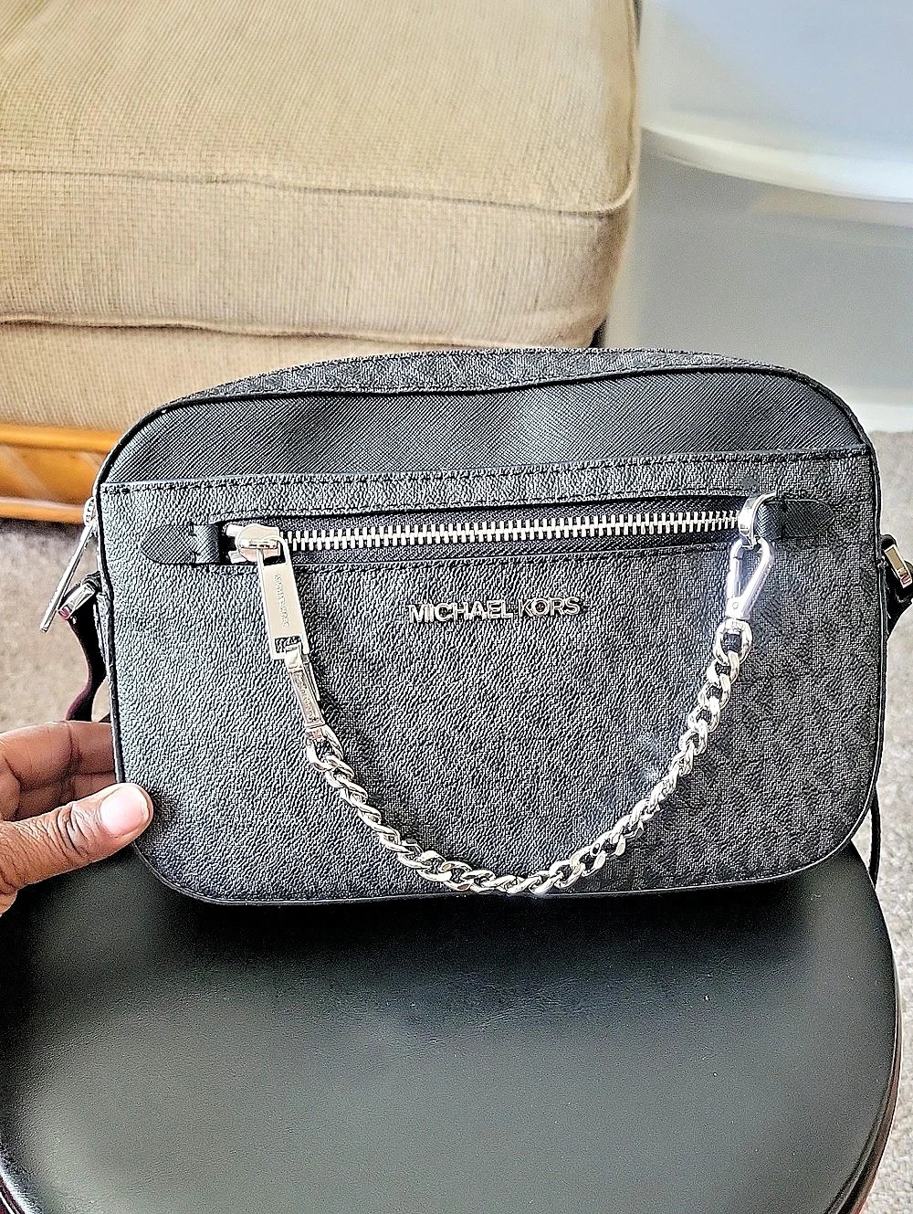 Michael Kors Jet Set Large Logo Crossbody Bag Black
